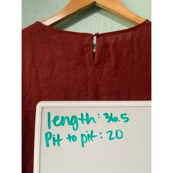 Elk French 100% Linen Midi Shirt Short Sleeves Copper Dress Size‎ 8 - Picture 11 of 11